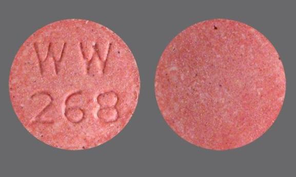 Pill WW 268 Red Round is Lisinopril