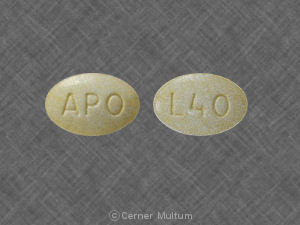 Pill APO L40 Yellow Elliptical/Oval is Lisinopril
