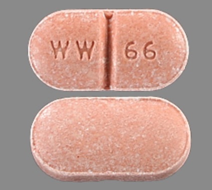 Pill WW 66 Red Capsule/Oblong is Lisinopril