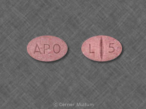 Pill APO L 5 Red Oval is Lisinopril