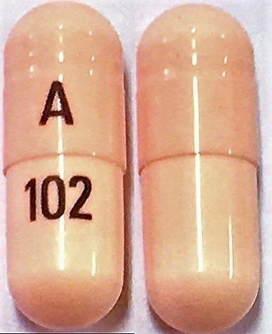 Pill A102 Pink Capsule/Oblong is Lithium Carbonate