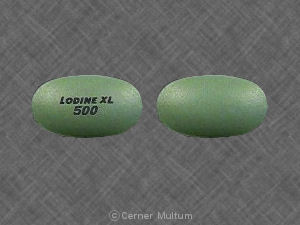 Pill LODINE XL 500 Green Oval is Lodine XL