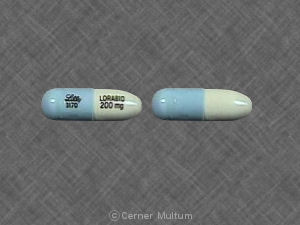 Pill Lilly 3170 LORABID 200 mg Blue & Gray Capsule/Oblong is Lorabid Pulvules