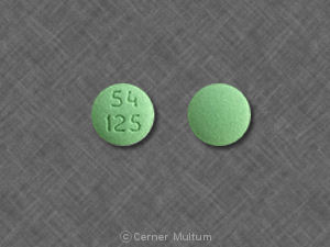 Pill 54 125 Green Round is Losartan Potassium