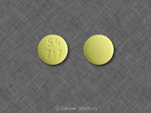 Pill 54 717 Yellow Round is Hydrochlorothiazide and Losartan Potassium