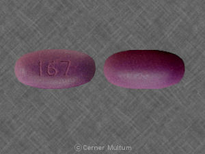 Pill 167 Purple Elliptical/Oval is Mandelamine