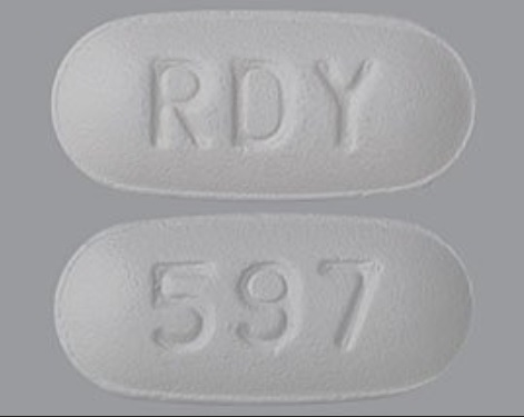 Pill RDY 597 Gray Oval is Memantine Hydrochloride