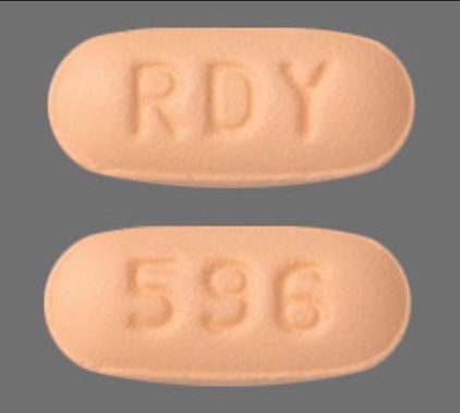 Pill RDY 596 Orange Oval is Memantine Hydrochloride