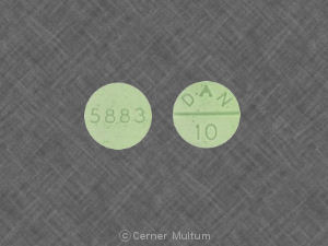 Pill 5883 DAN 10 Green Round is Methylphenidate Hydrochloride