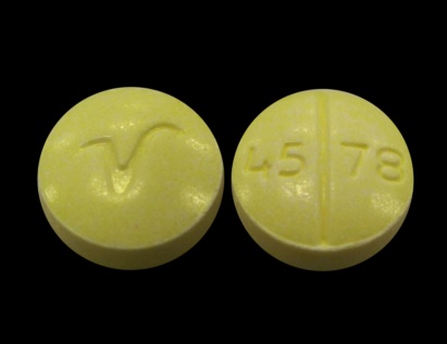 Pill V 4578 Yellow Round is Methylphenidate Hydrochloride