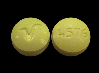 Pill V 4576 Yellow Round is Methylphenidate Hydrochloride