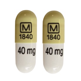 Pill M 1840 40 mg White & Yellow Capsule/Oblong is Methylphenidate Hydrochloride Extended-Release