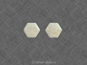 Pill BMS MONOPRIL 40 White Six-sided is Monopril