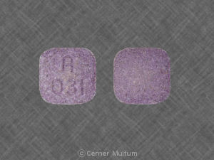 Pill A 031 Purple Four-sided is Multivitamin with Fluoride