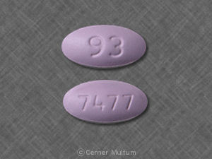 Pill 93 7477 Purple Oval is Mycophenolate Mofetil