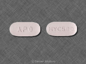 Pill APO MYC500 Purple Capsule/Oblong is Mycophenolate Mofetil
