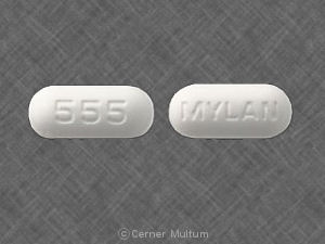 555 MYLAN Pill Images White / Elliptical Oval.