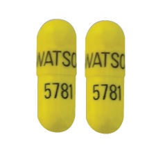 Pill WATSON 5781 Yellow Capsule/Oblong is Nitrofurantoin (Macrocrystals)