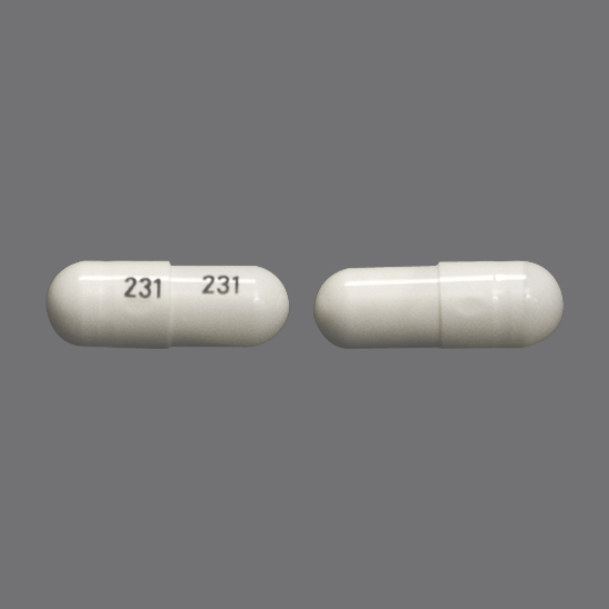 Pill 231 231 White Capsule-shape is Nitrofurantoin (Macrocrystals)
