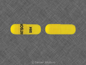 Pill WATSON 3254 Yellow Capsule/Oblong is Nitrofurantoin (Macrocrystals)