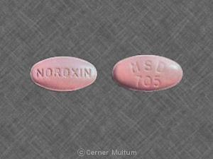 Pill NOROXIN MSD 705 Pink Elliptical/Oval is Noroxin