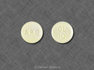 Pill APO OL 10 Yellow Round is Olanzapine (Orally Disintegrating)