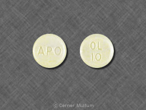 Pill APO OL 10 Yellow Round is Olanzapine (Orally Disintegrating)