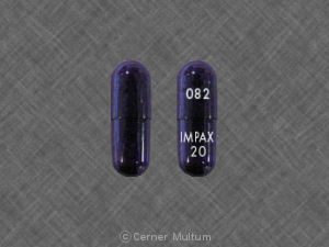 Pill 082 IMPAX 20 Purple Capsule/Oblong is Omeprazole Delayed Release