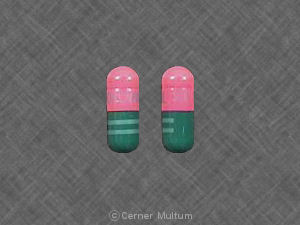 Pill ORUVAIL 100 Green & Pink Capsule-shape is Oruvail