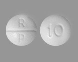 Pill R P 10 White Round is Oxycodone Hydrochloride