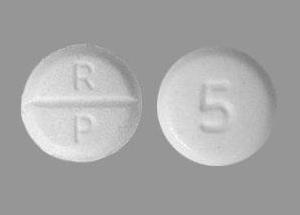 Pill R P 5 White Round is Oxycodone Hydrochloride