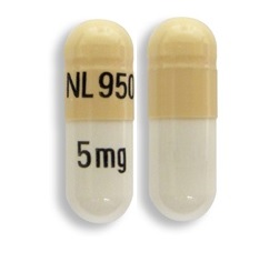 Pill NL 950 5 mg White & Yellow Capsule-shape is Oxycodone Hydrochloride
