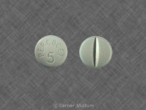 Pill PERCOCET 5 Blue Round is Percocet