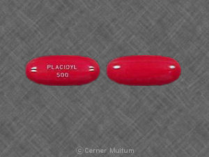 Pill PLACIDYL 500 Red Oval is Placidyl