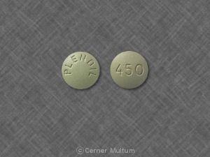 Pill PLENIL 450 Green Round is Plendil
