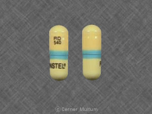 Pill RD 540 PONSTEL Blue & Yellow Capsule/Oblong is Ponstel