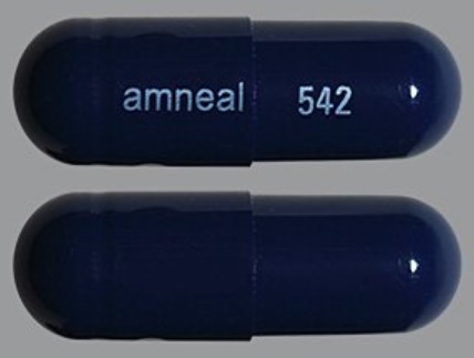 Pill amneal 542 Blue Capsule/Oblong is Potassium Chloride Extended-Release