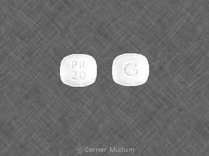 Pill G PR 20 White Four-sided is Pravastatin Sodium