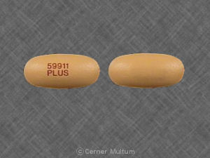 Pill 59911 PLUS Yellow Elliptical/Oval is Prenatal Plus