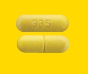 Pill 335 Yellow Capsule/Oblong is Pyridostigmine Bromide Extended-Release