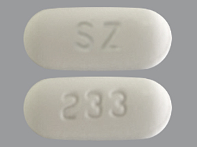 Pill SZ 233 White Capsule/Oblong is Quetiapine Fumarate