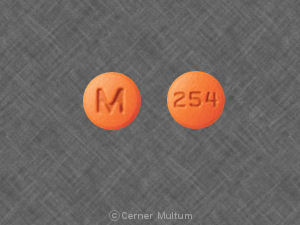 Pill M 254 Orange Round is Quinapril Hydrochloride