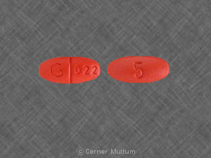 Pill 5 G 022 Brown Elliptical/Oval is Quinapril Hydrochloride