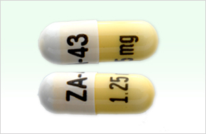 Pill ZA-43 1.25 mg Yellow & White Capsule-shape is Ramipril