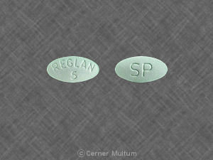 Pill REGLAN 5 SP Green Oval is Reglan