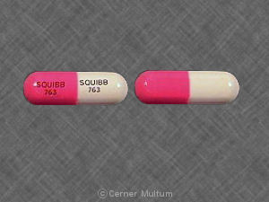 Pill SQUIBB 763 SQUIBB 763 Pink & White Capsule-shape is Sumycin