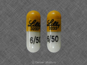 Pill Lilly 3233 6/50 Gray & Yellow Capsule/Oblong is Symbyax