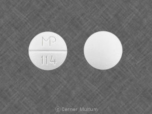 Pill MP 114 White Round is Trazodone Hydrochloride