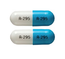 Pill A 295 A 295 Blue & White Capsule-shape is Trimipramine Maleate