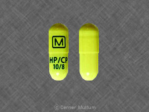 Pill M HP/CP 10/8 is TussiCaps 8 mg / 10 mg